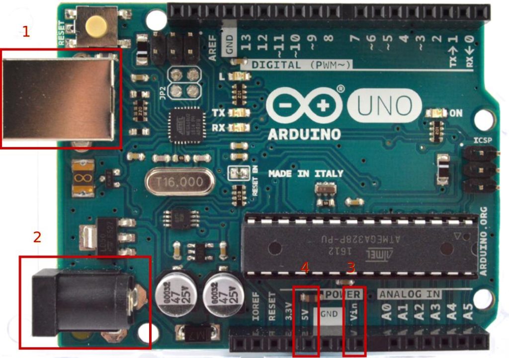 Alimentations de l'Arduino